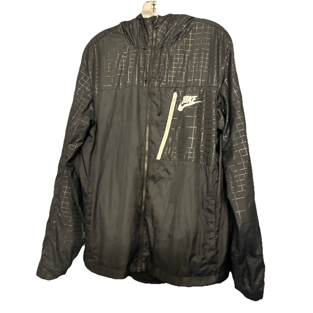 Nike Air Jacket Windbreaker Black Zip Up Woven Tech Utility Hoodie Mesh Lined M - Picture 3 of 16